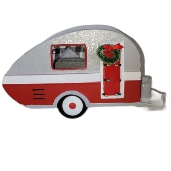 Camper Country Trailer Decor Christmas Camping Holiday Decoration TEAR DROP - Picture 1 of 8